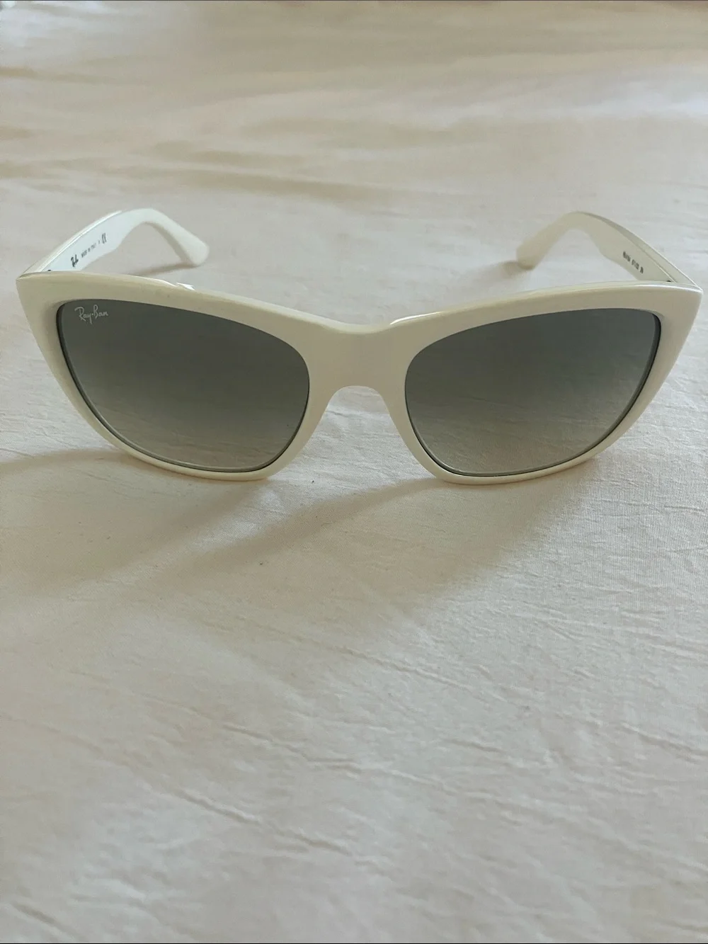 Polished white Ray-Bans, size OS